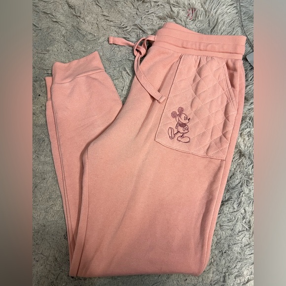NWT Disney Mickey Mouse Blush Pink Sweatpants large - Picture 2 of 8